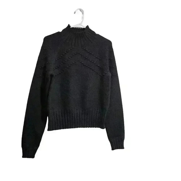 Elegant Black Mock Neck Knit Sweater - New with Tags - Picture 7 of 14